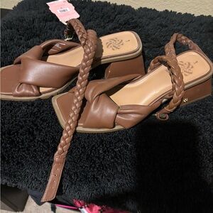 Sam & Libby Brown Braided Strap Sandals